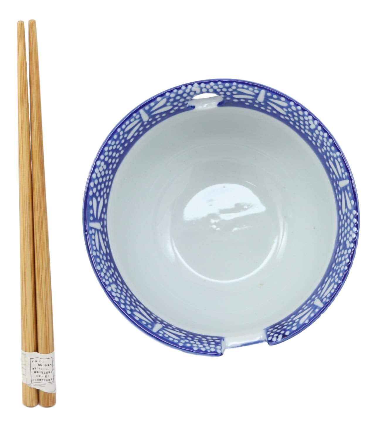 Ming Style Tombo Dragonfly Ramen Noodles 5"D Soup Rice Bowl with Chopsticks Set