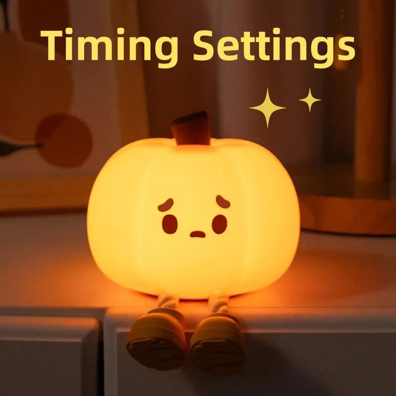 Touch Sensor Silicone LED Lamp Cute Pumpkin USB Rechargeable Nightlight Dimmable Mood Light for Bedroom Decor Birthday Gift