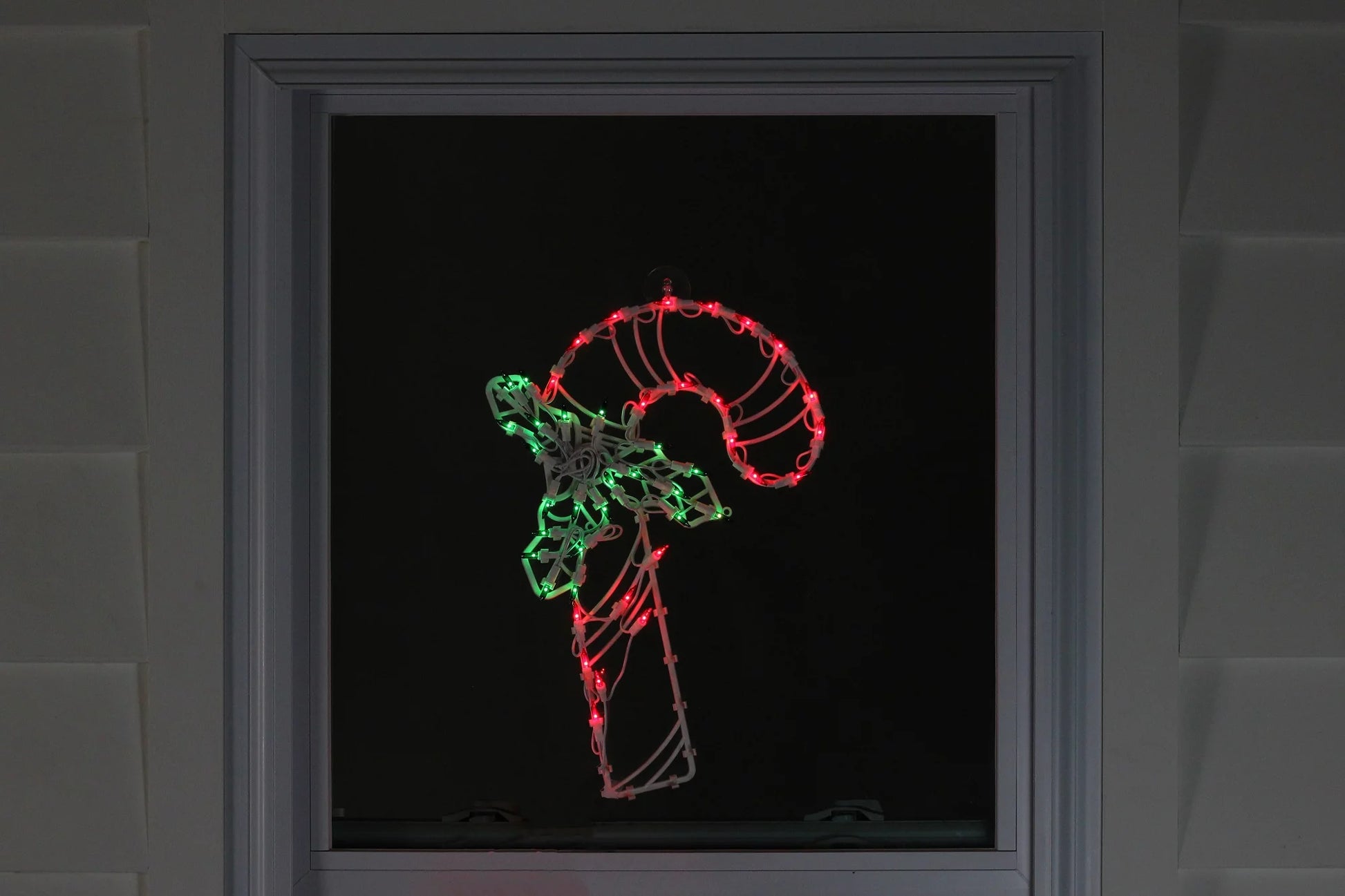 18" Lighted Candy Cane with Holly Christmas Window Silhouette Decoration