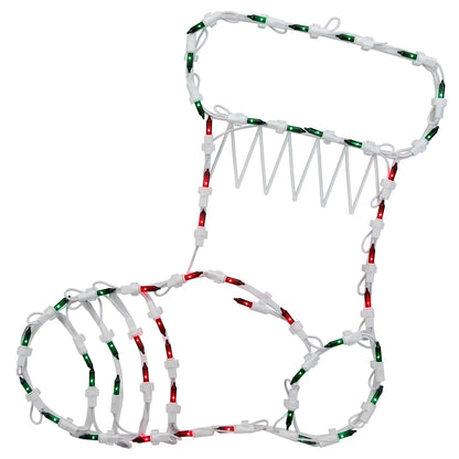 Lighted Stocking Silhouette Window Christmas Decoration - 18" - Red and Green