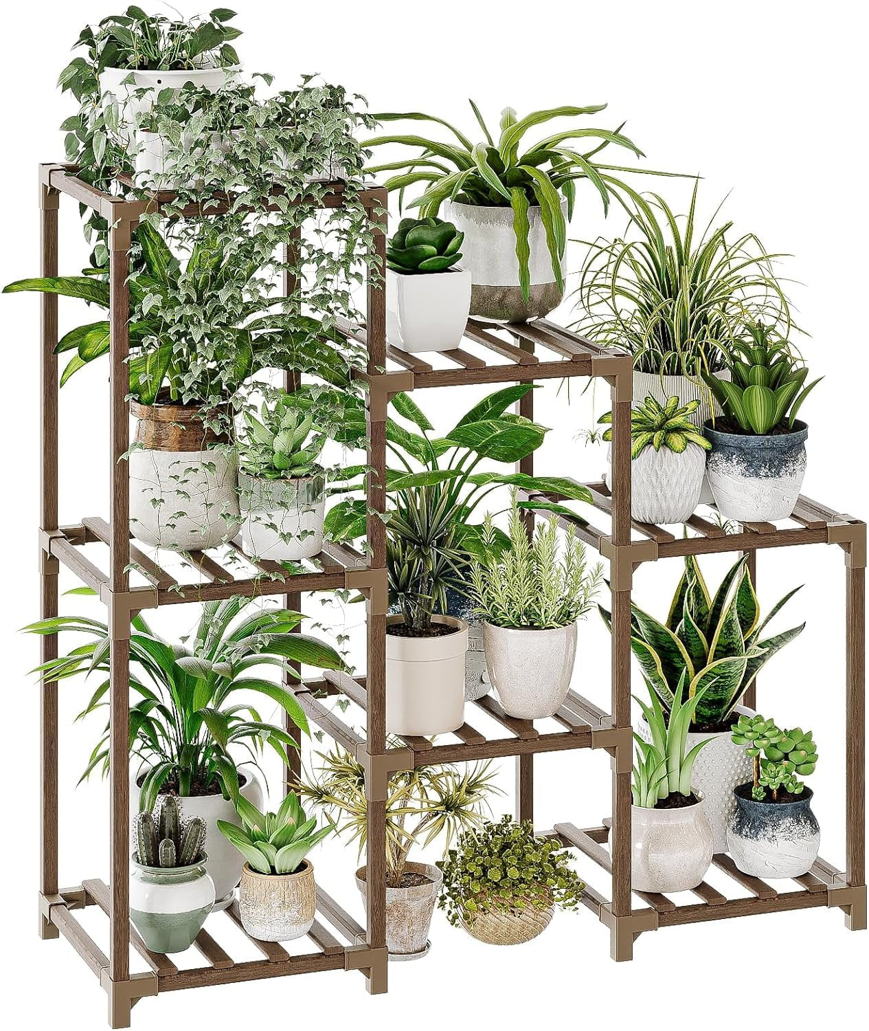 Plant Stand Outdoor Black Plant Shelf Indoor Tiered Plant Table for Multiple Plants 3 Tiers 7 Potted Ladder Plant Holder Table Plant Pot Stand for Window Garden Balcony Living Room