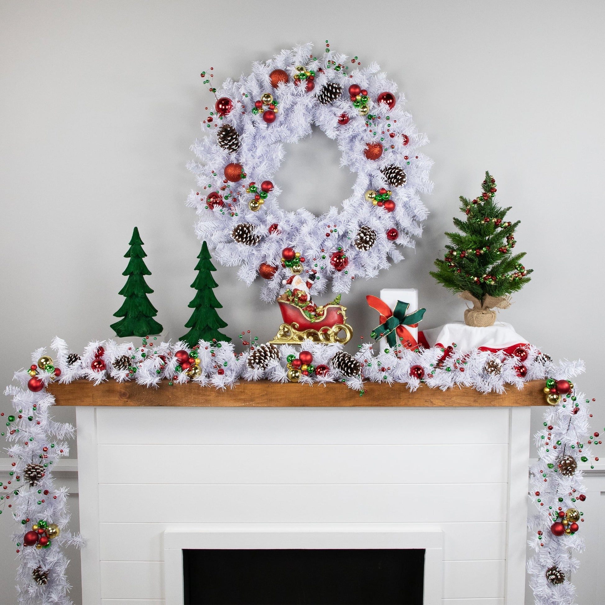 Canadian Pine Artificial Christmas Garland - 9' X 8" - White - Unlit