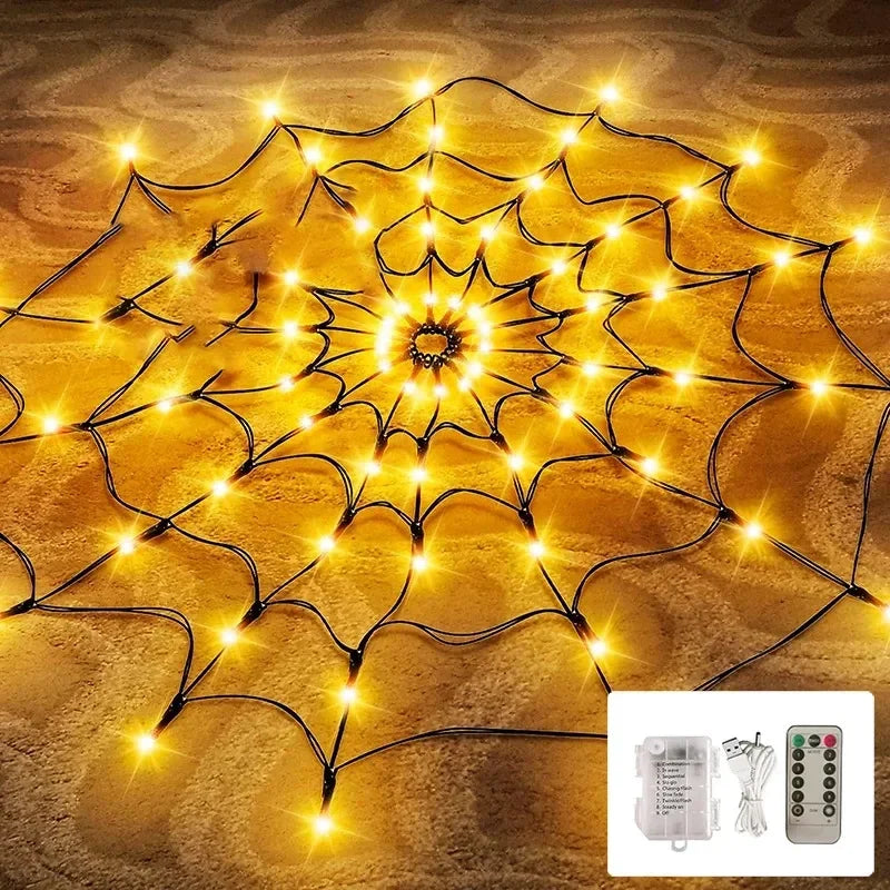 Halloween Glowing Spider Web Halloween Decoration Lights Spider Web Lights Halloween Decoration Outdoor Indoor Halloween Decor