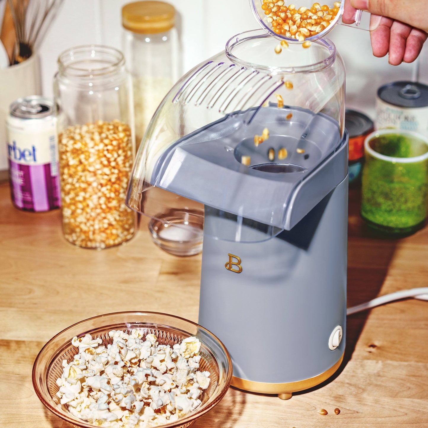 16 Cup Hot Air Electric Popcorn Maker, Sage Green by Drew Barrymore