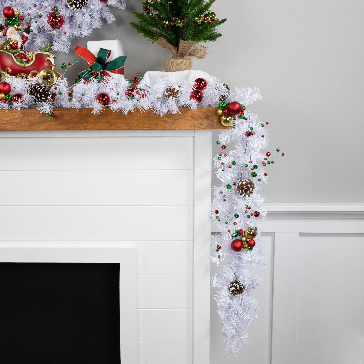 Canadian Pine Artificial Christmas Garland - 9' X 8" - White - Unlit