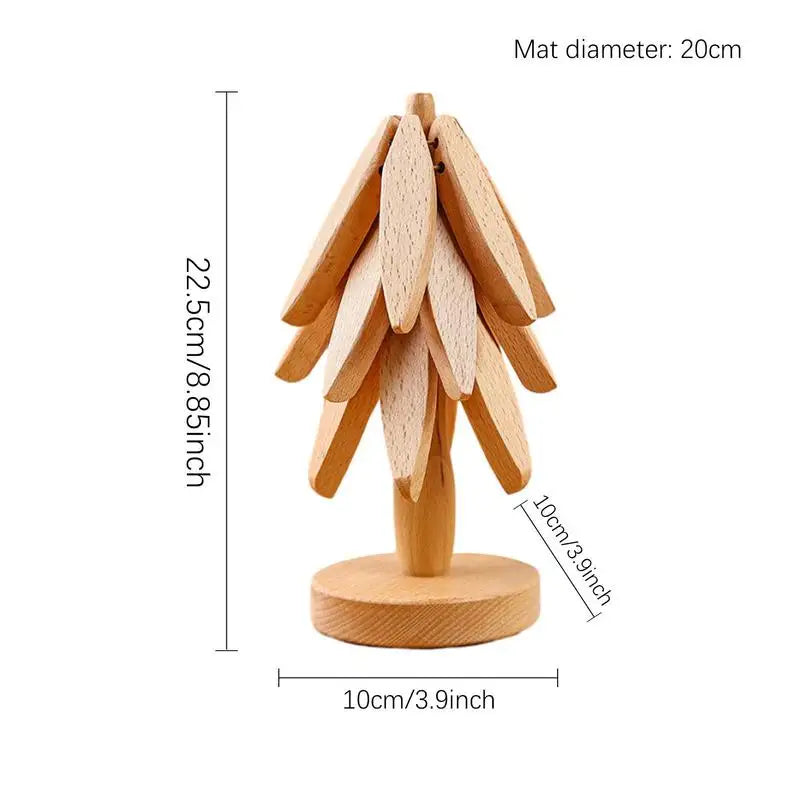 Walnut Tree Hot Pot Stand Wooden Trivets for Hot Dishes Tree Shape Trivet Set Coaster for Teapot Hot Pots