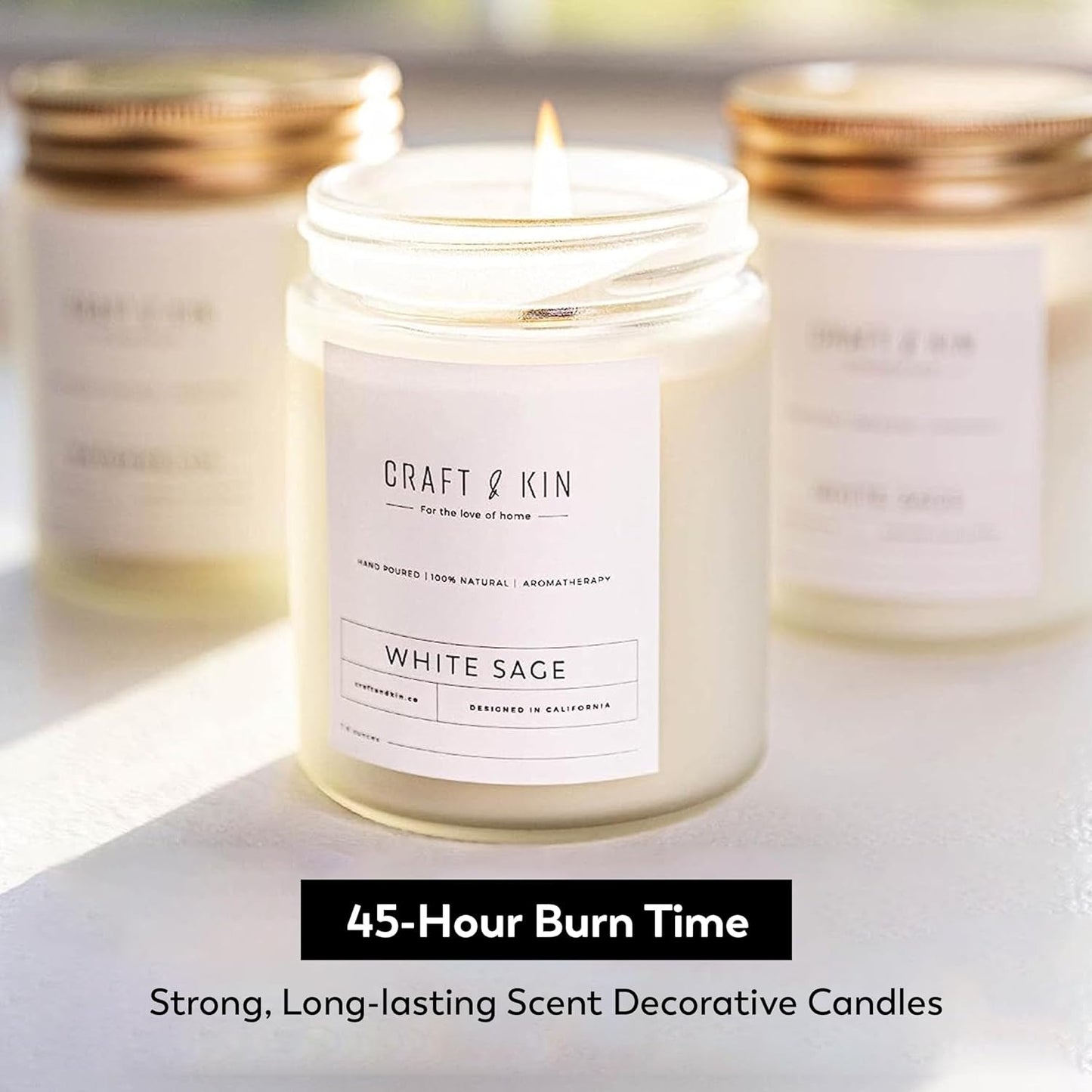 White Sage Candles | Sage Candles for Cleansing House | Fall Candle, Wood Wicked Candles | 8 Oz 45 Hour Burn, Scented Candles for Home Scented Candle Sage, Soy Candles, Christmas Candles Scented